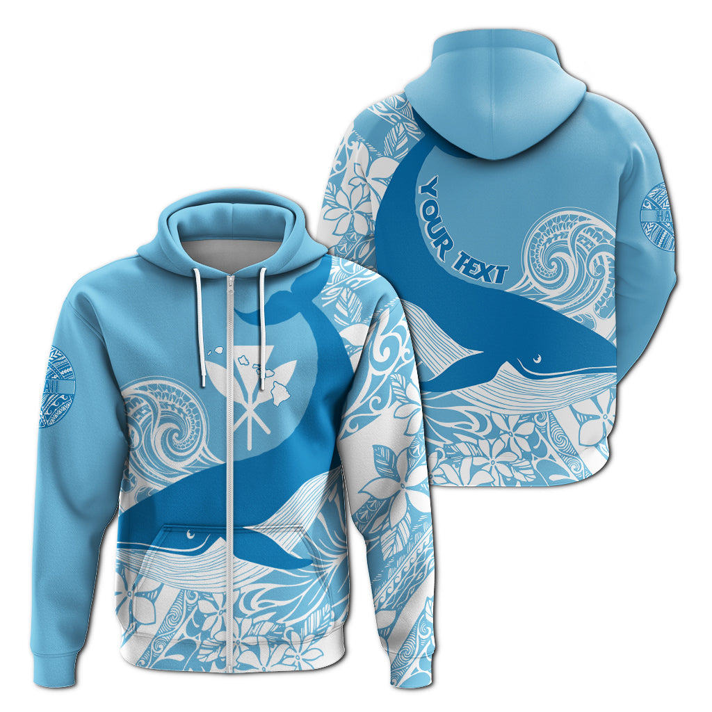 ( Personalized) Hawaii Koholā Humpback Whale Zip Up Hoodie Cerulean