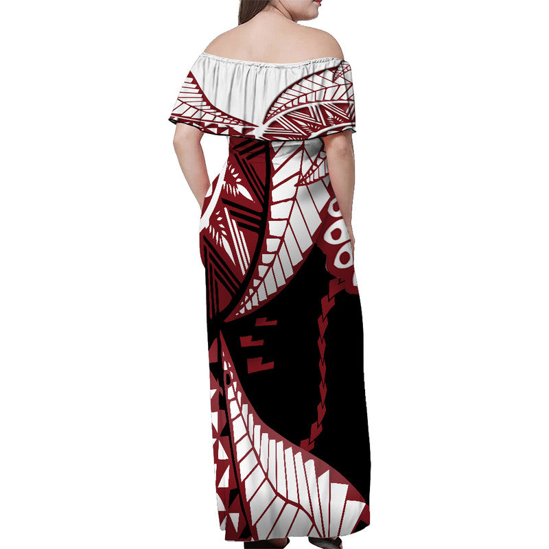 Tonga Emancipation Day Women Off Shoulder Long Dress Kupesi Pattern No.1 Black