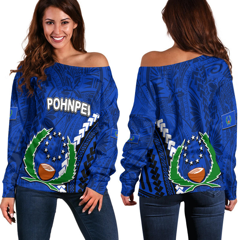 Pohnpei Women's Off Shoulder Sweater Polynesian Style