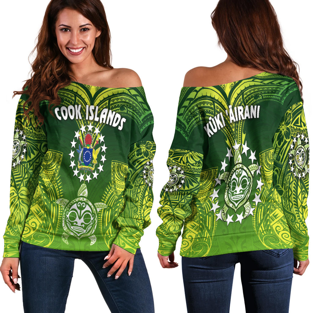 Cook Islands Women Off Shoulder Sweater Happy Independence Anniversary