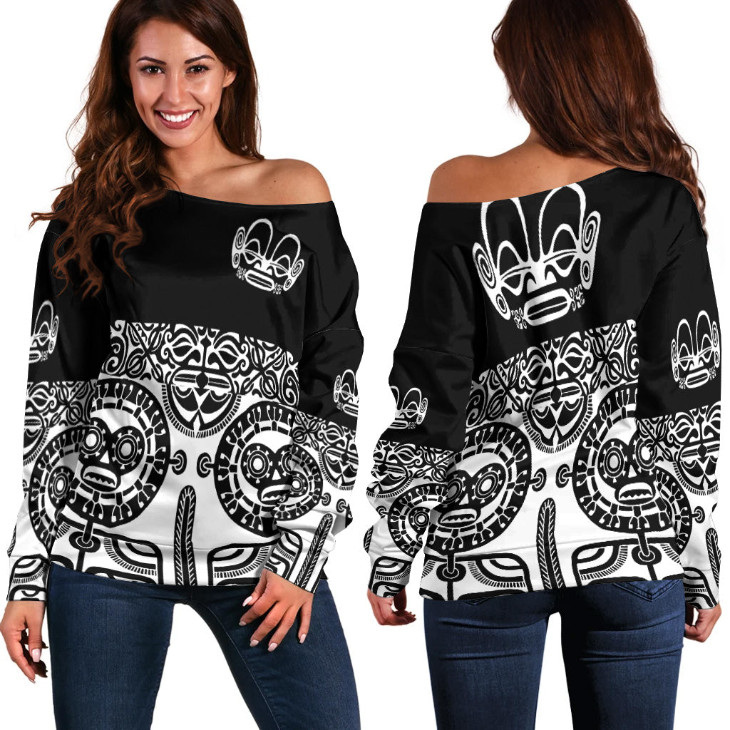 Marquesas Islands Women Off Shoulder Marquesan Tattoo Special Style Black