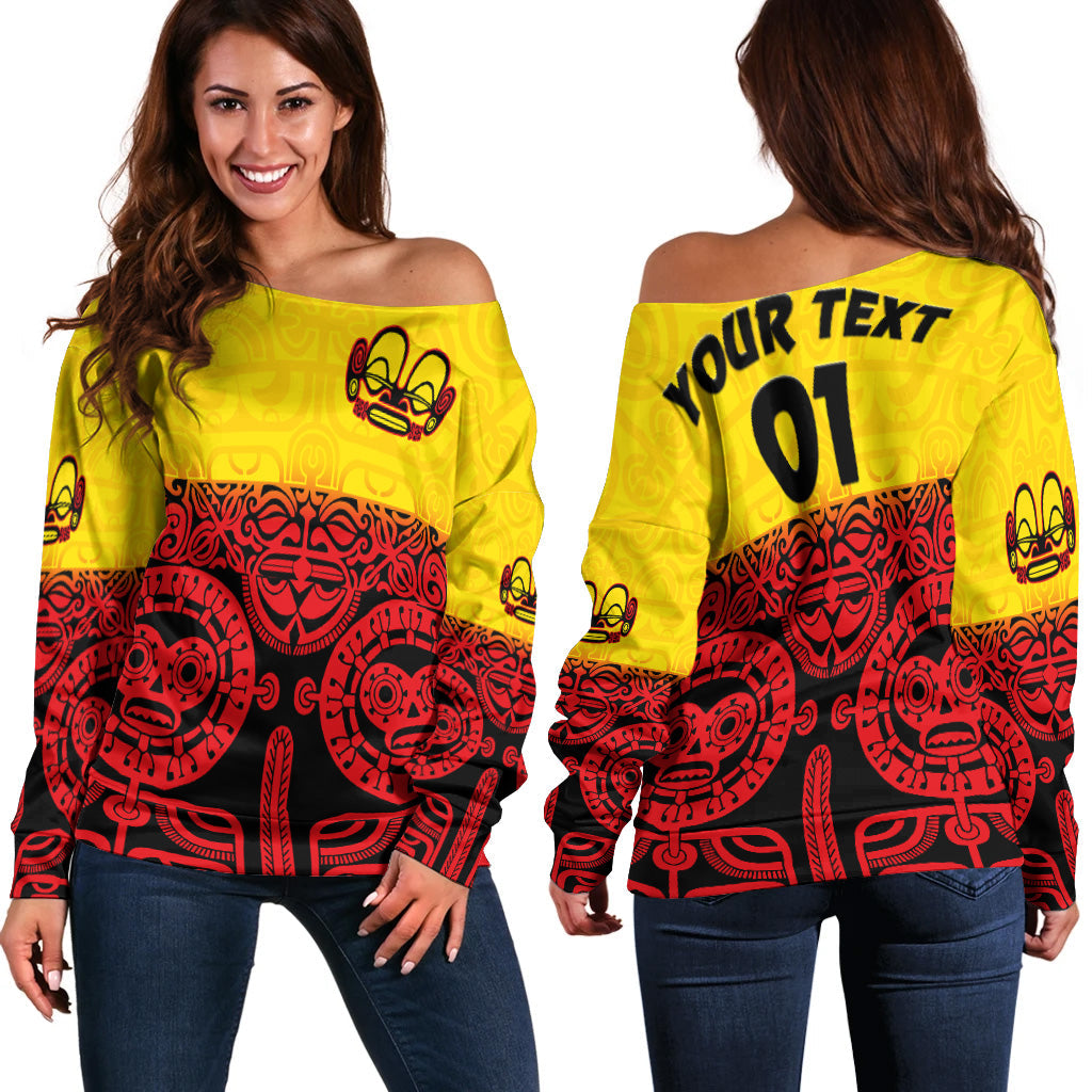 (Custom Personalised) Marquesas Islands Women Off Shoulder Marquesan Tattoo Special Style Gradient Red