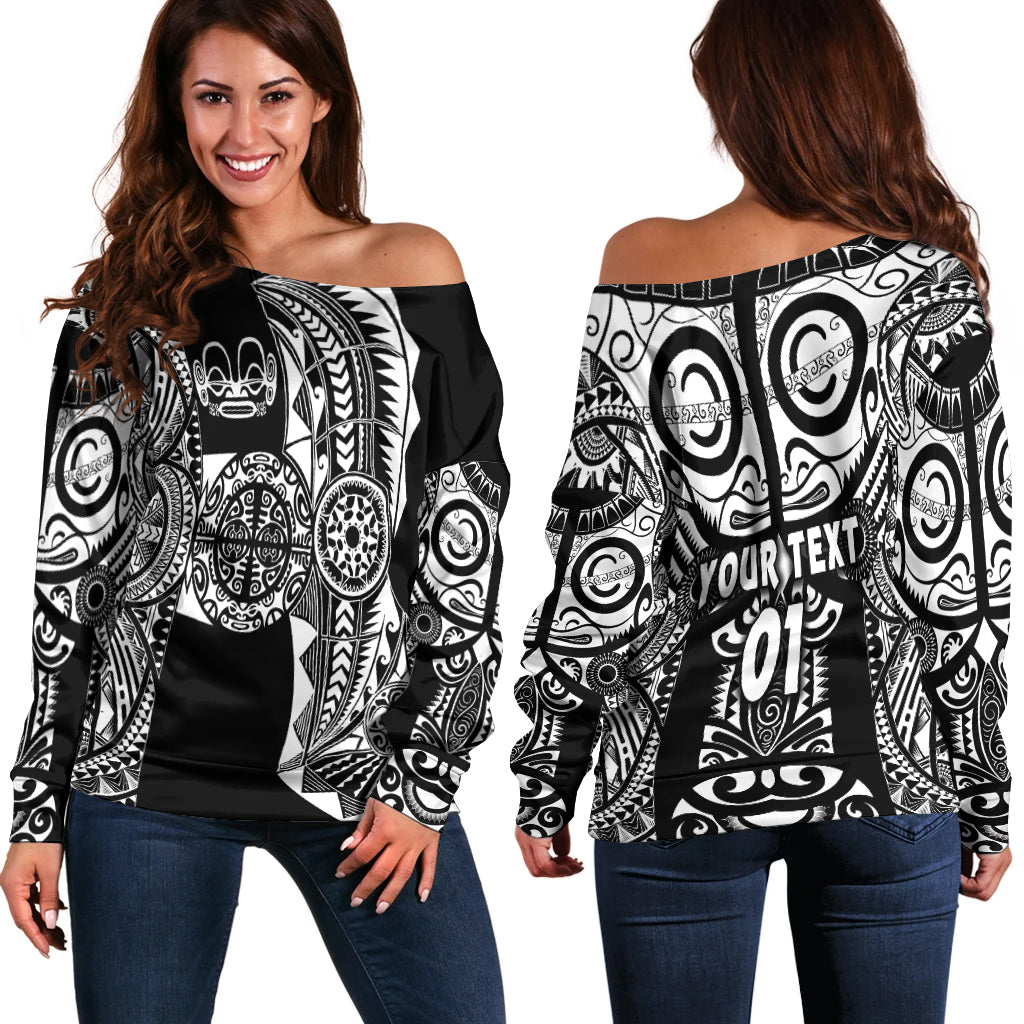 (Custom Personalised) Marquesas Islands Women Off Shoulder Marquesan Tattoo Original Style Black