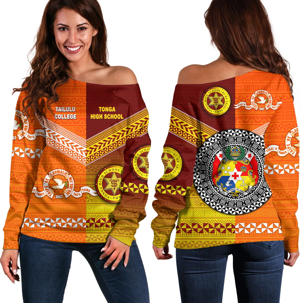 Tonga Tailulu College And Tonga High School Women Off Shoulder Sweater Together Original Style