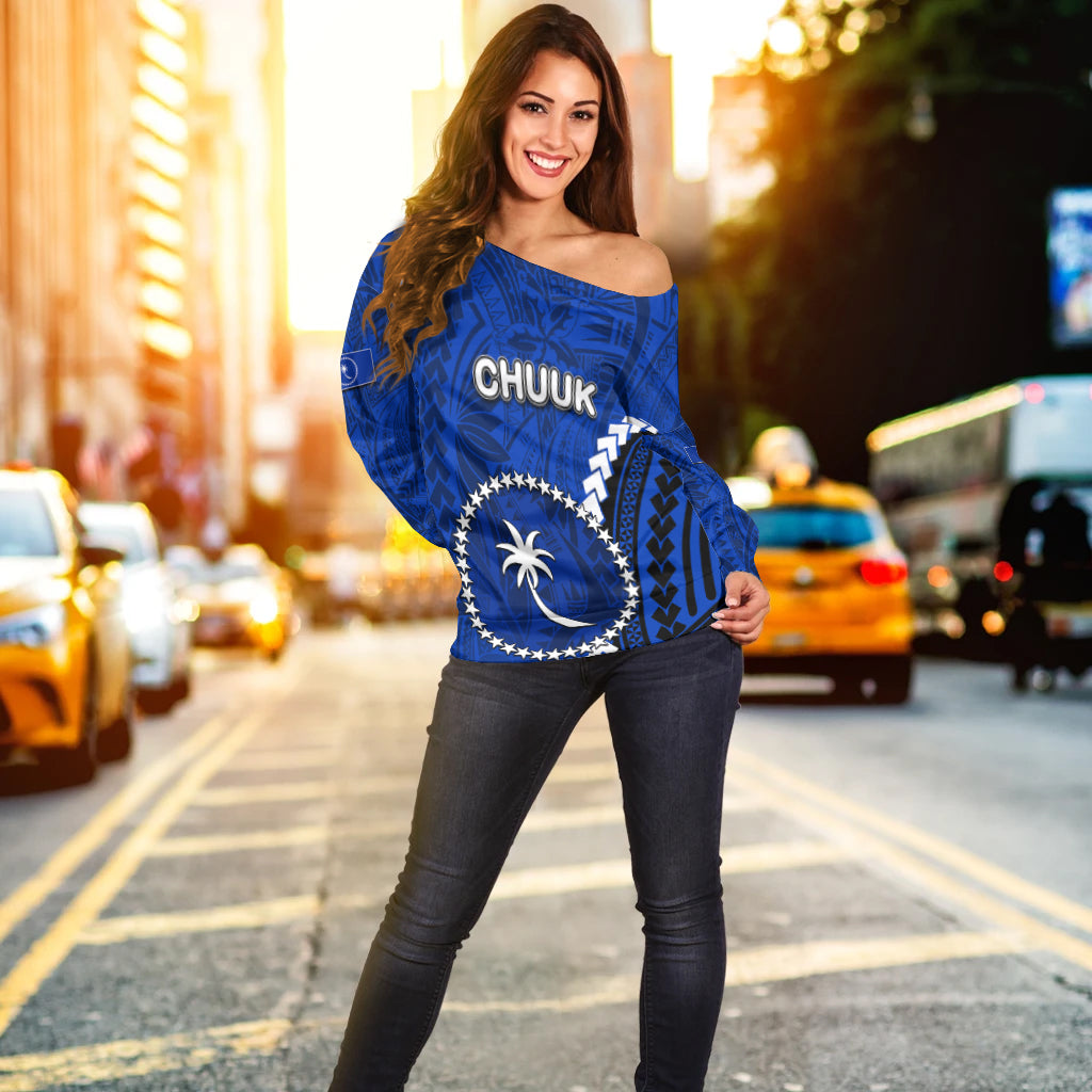 Chuuk Women's Off Shoulder Sweater Polynesian Style