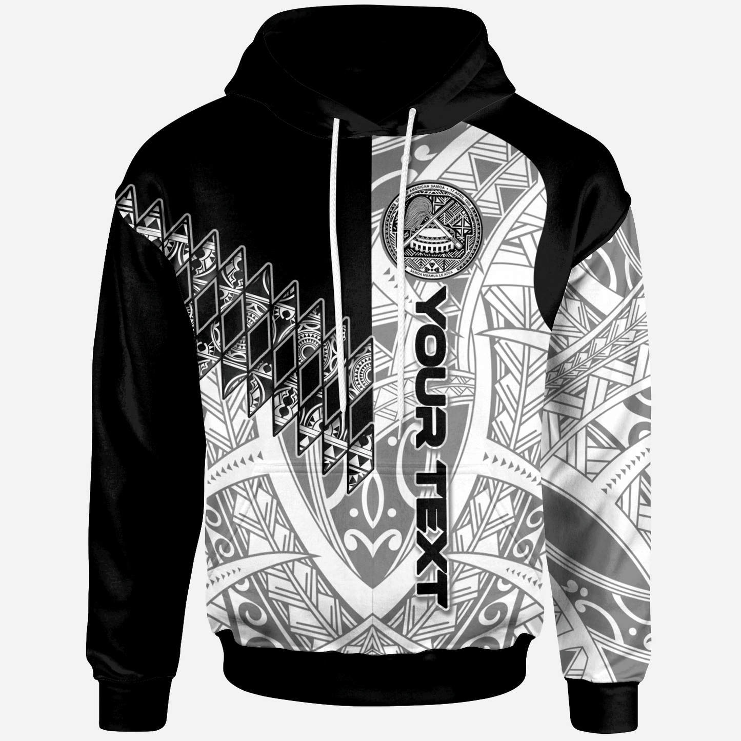 Custom Text American Samoa Personalised American Samoa Black Hoodie Symmetry Style
