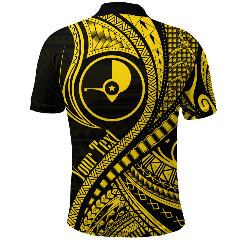 Custom Personalised Yap Polo Shirt Federated States Of Micronesia Gold Wave Style