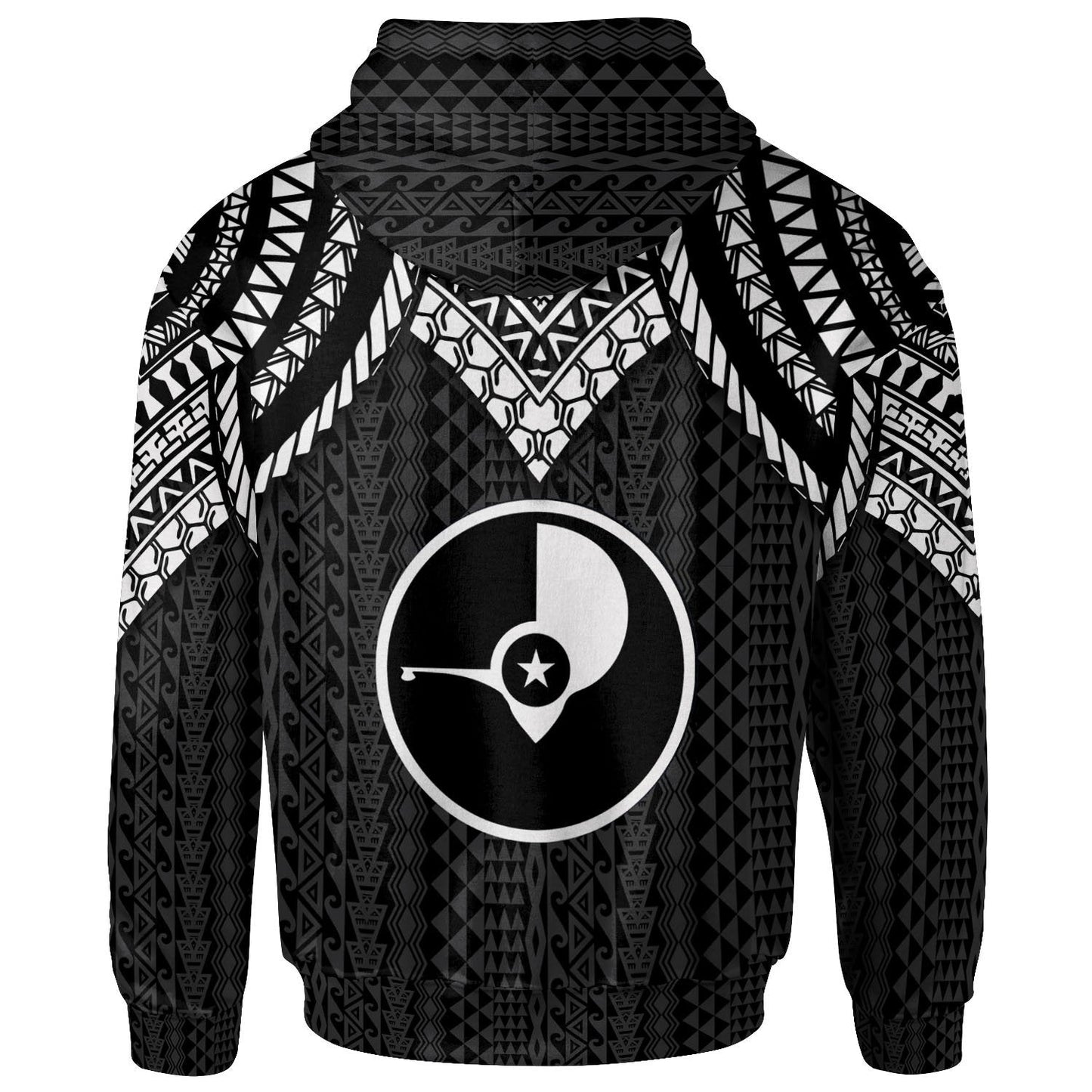Custom Text Yap Zip-Up Hoodie Polynesian Armor Style Black All Overr Print
