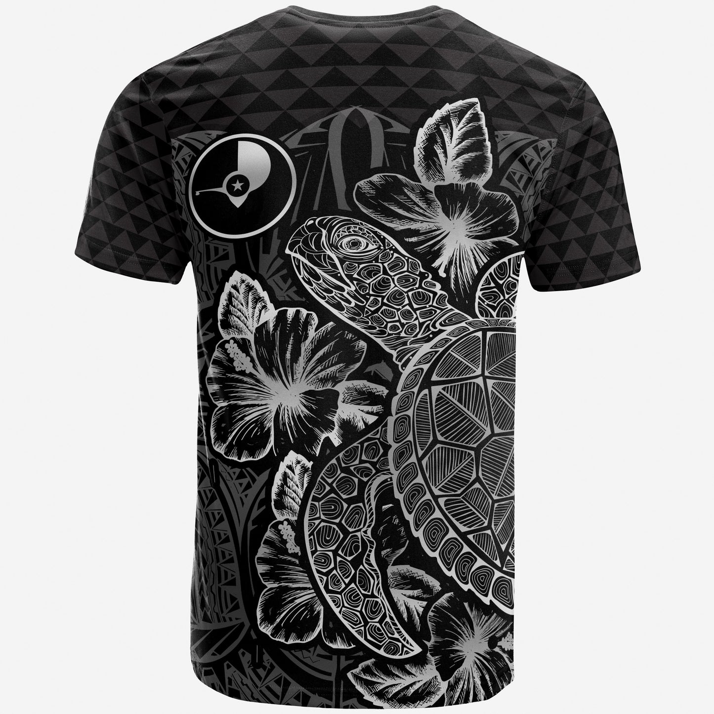 Yap T-Shirt - Yap Flag Turtle Hibiscus Black