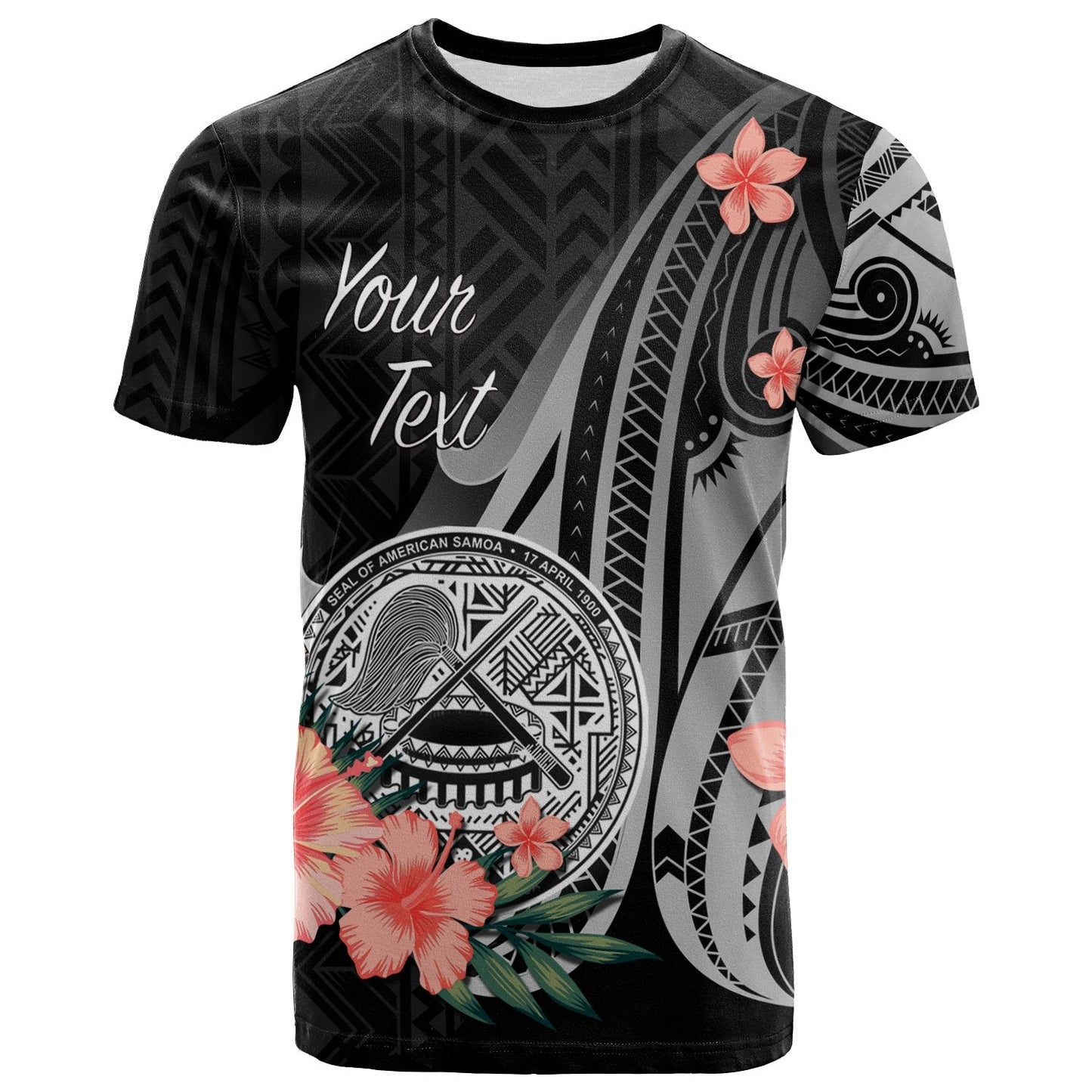 American Samoa Personalised Custom T - Shirt - Polynesian Hibiscus Pattern Style