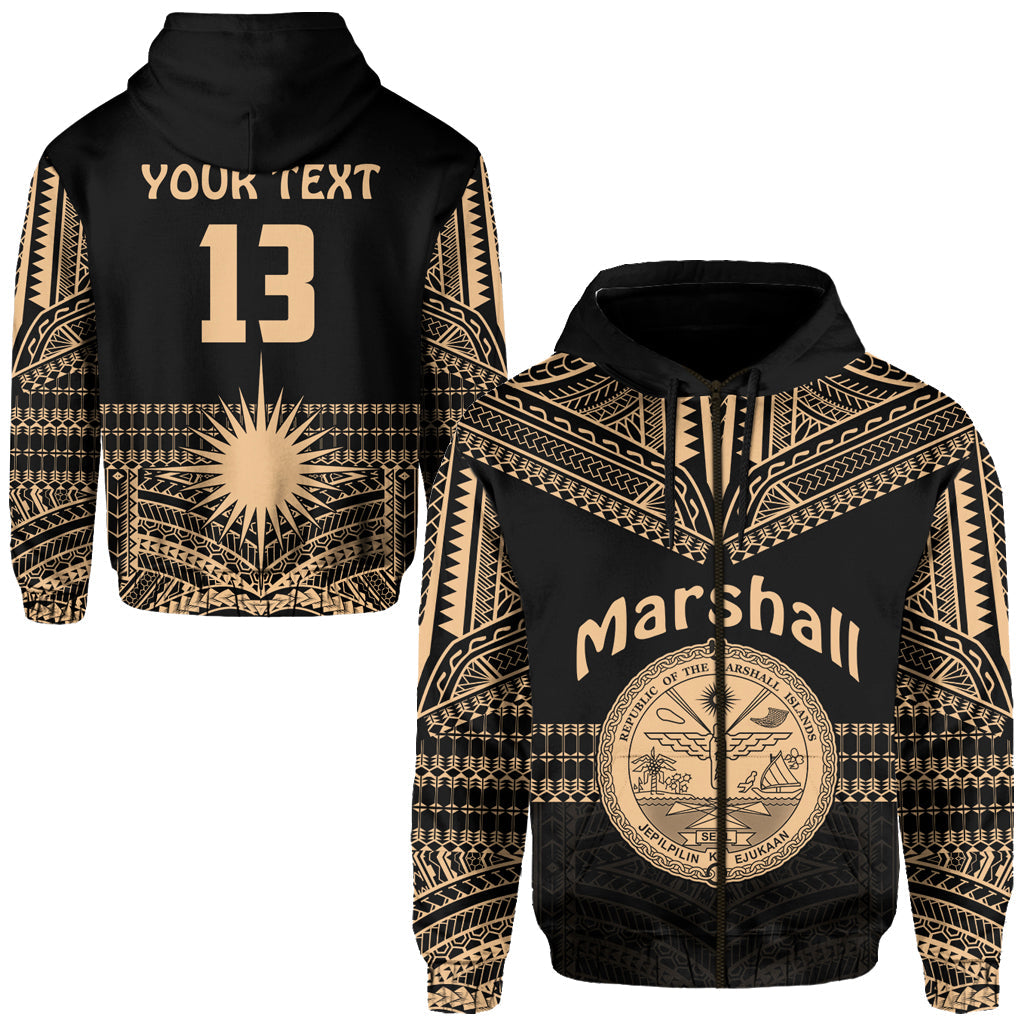 ( Text and Number) Marshall Islands Zip Hoodie Best Tattoo Version Golden