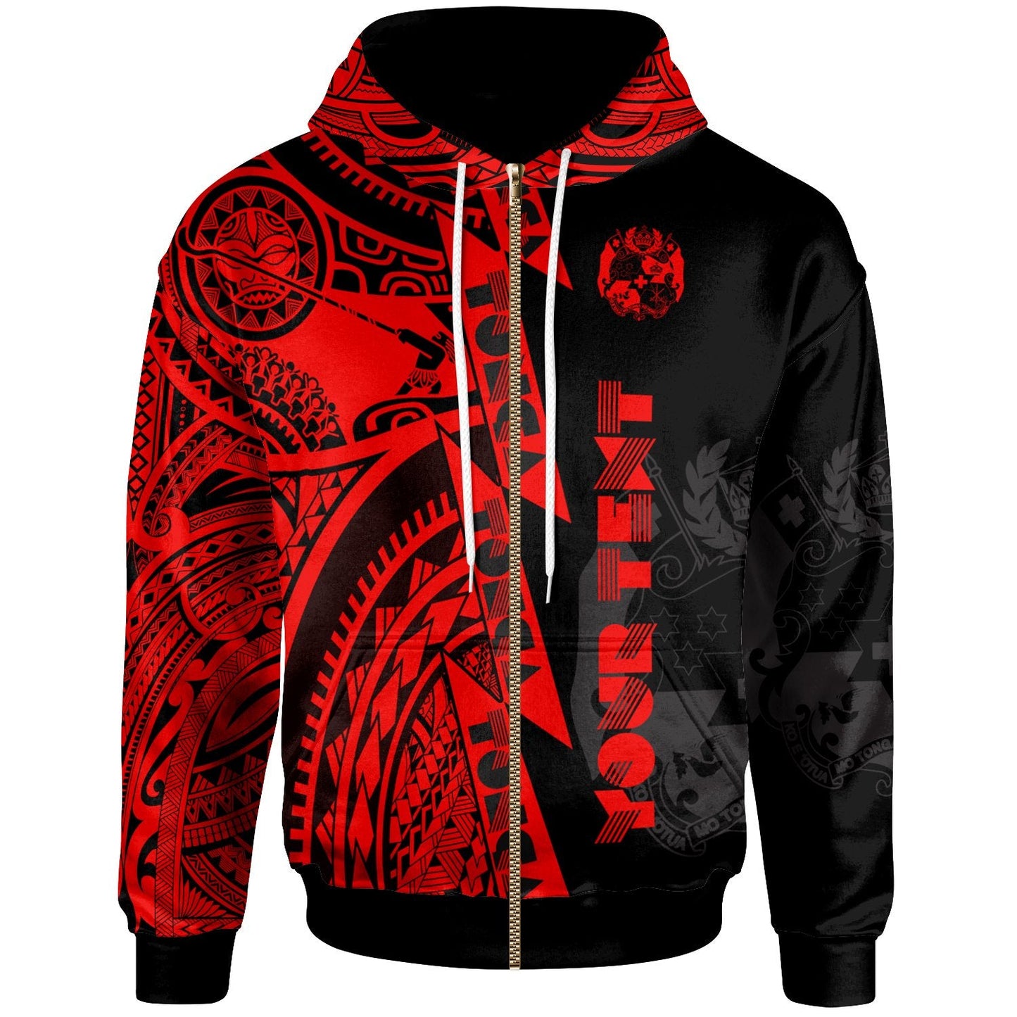 ( Personalised) Polynesian Tonga Zip Up Hoodie Maui Moana Tattoo with Seal Tonga
