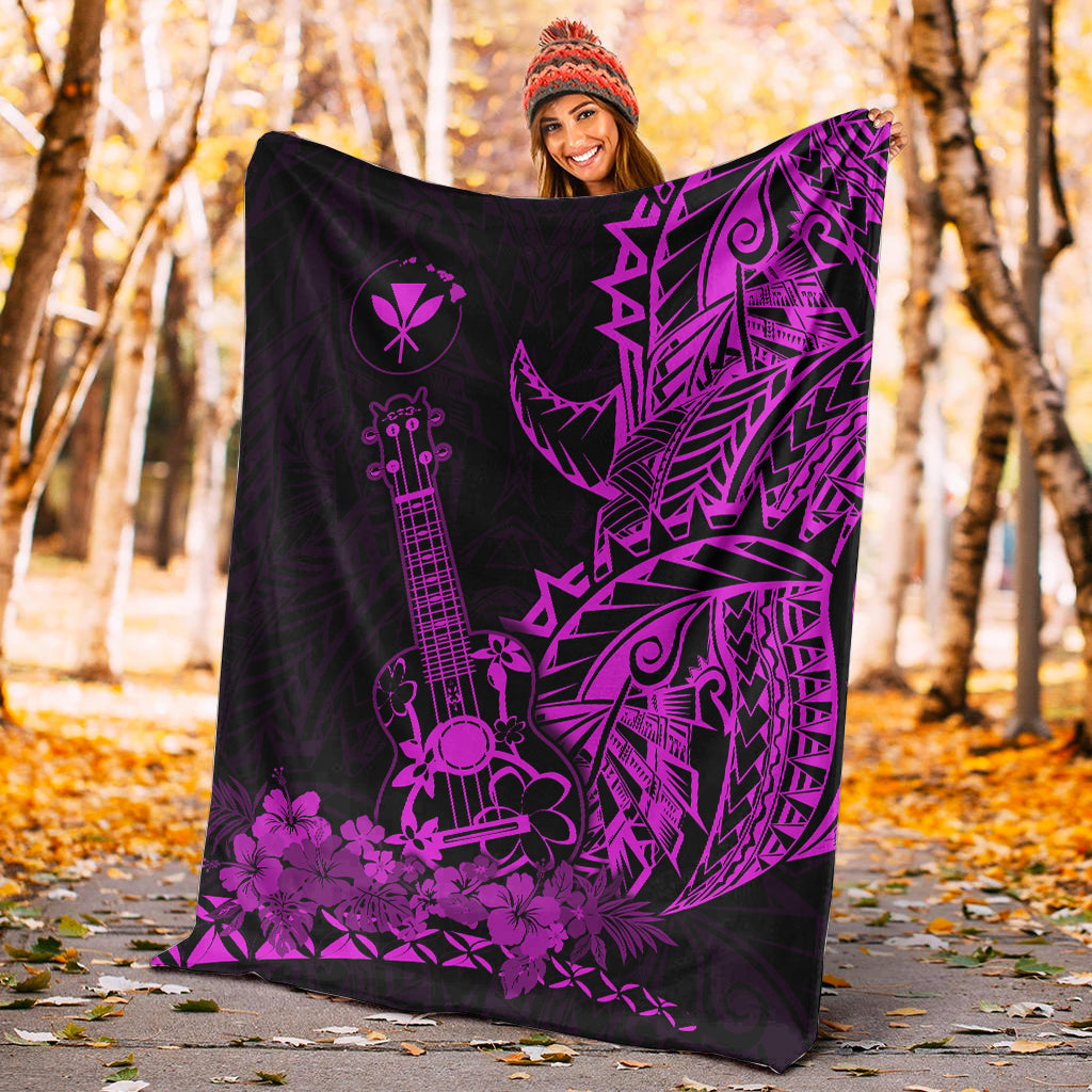 Hawaii Polynesian Premium Blanket Ukulele Purple