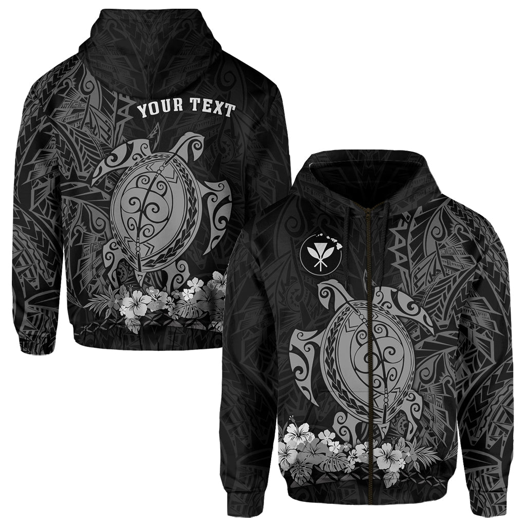 ( Personalised) Hawaii Polynesian Zip Hoodie Gray Sea Turtles Hawaiian