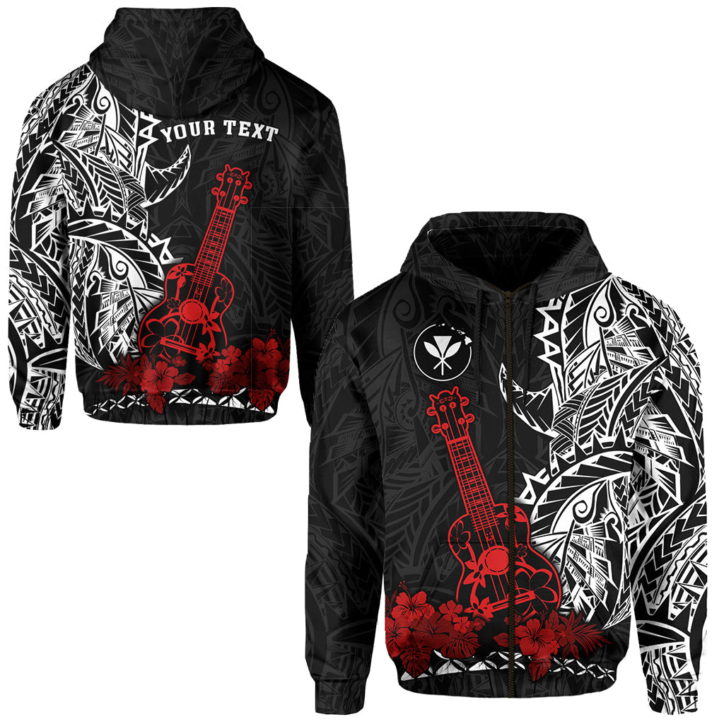 ( Personalised) Hawaii Polynesian Zip Hoodie Red Ukulele