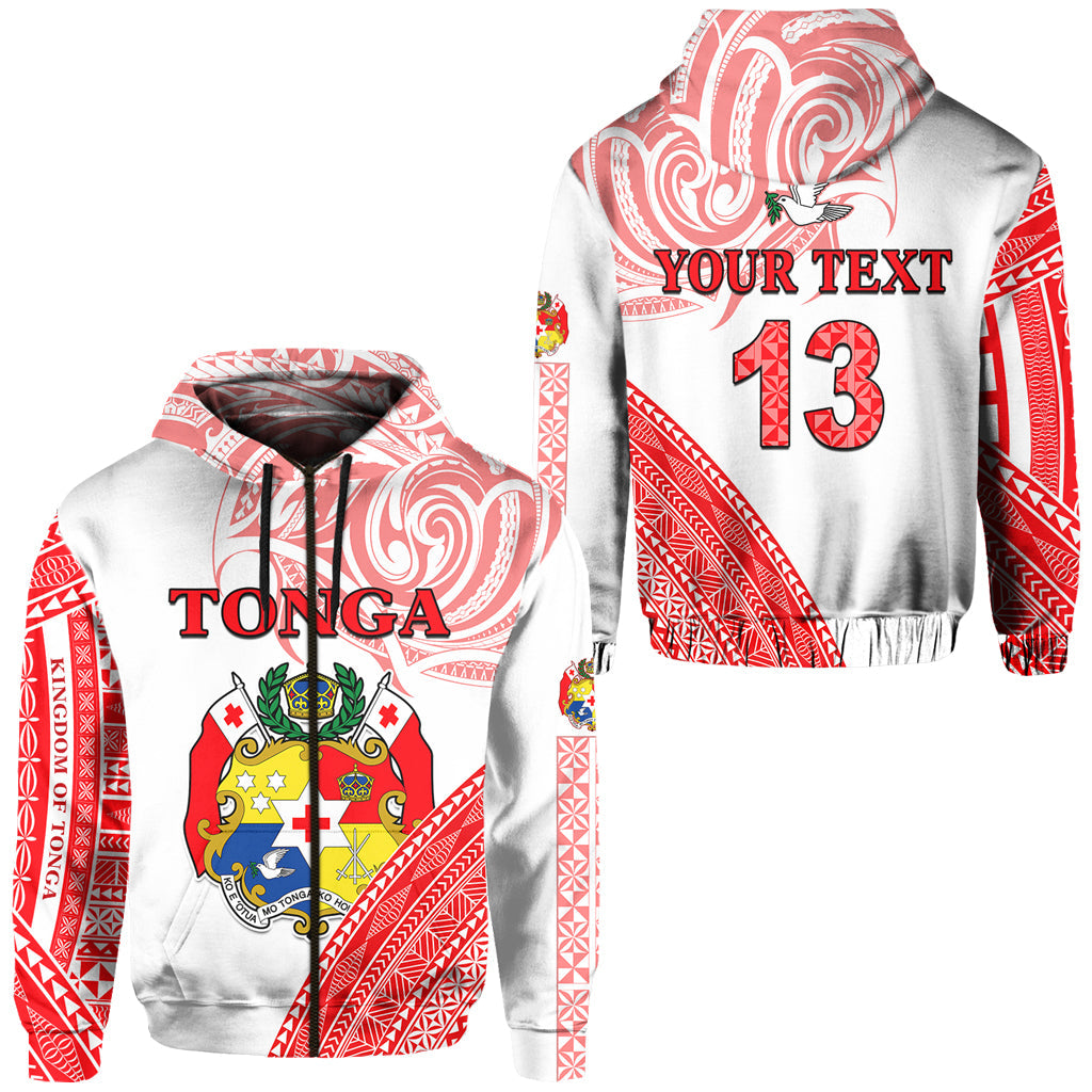 ( Text and Number) Tonga Zip Hoodie Tongan Pattern Blithesome