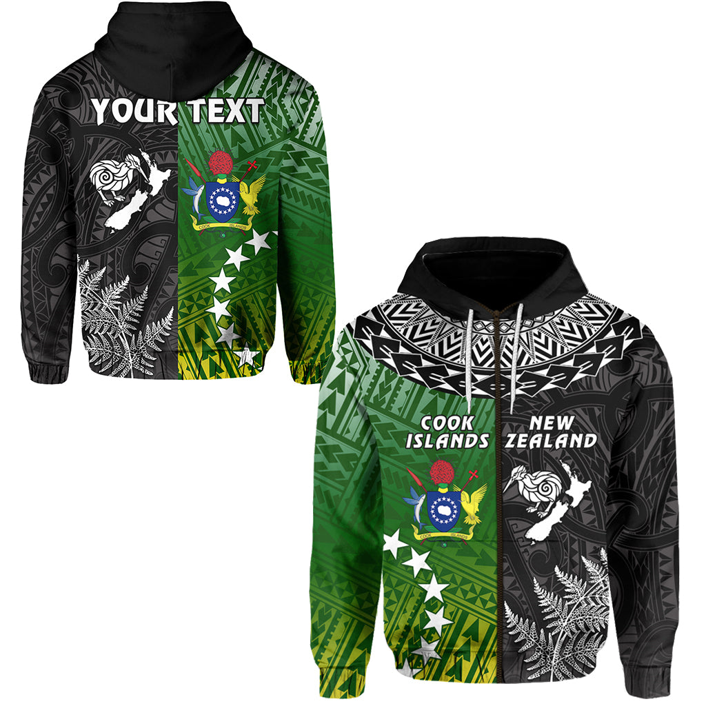 ( Personalised) Cook Islands Pattern and New Zealand Kiwi Zip Hoodie