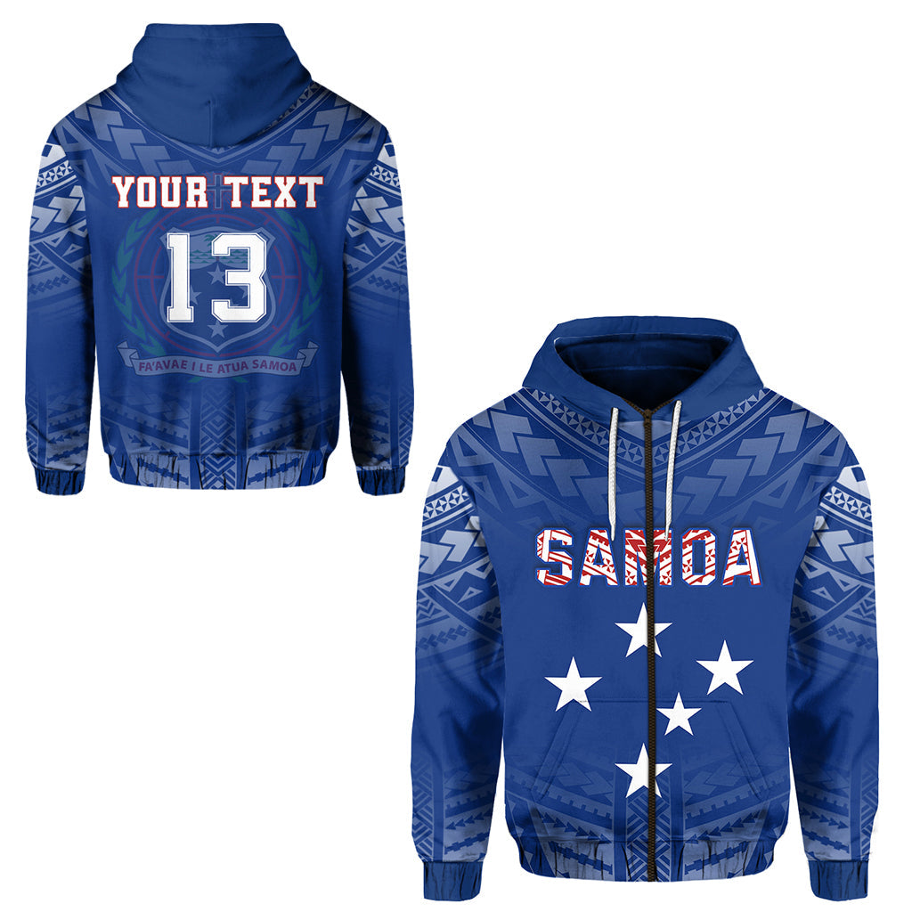 ( Personalised) Samoa Zip Hoodie KID Simple Polynesian Text and Number