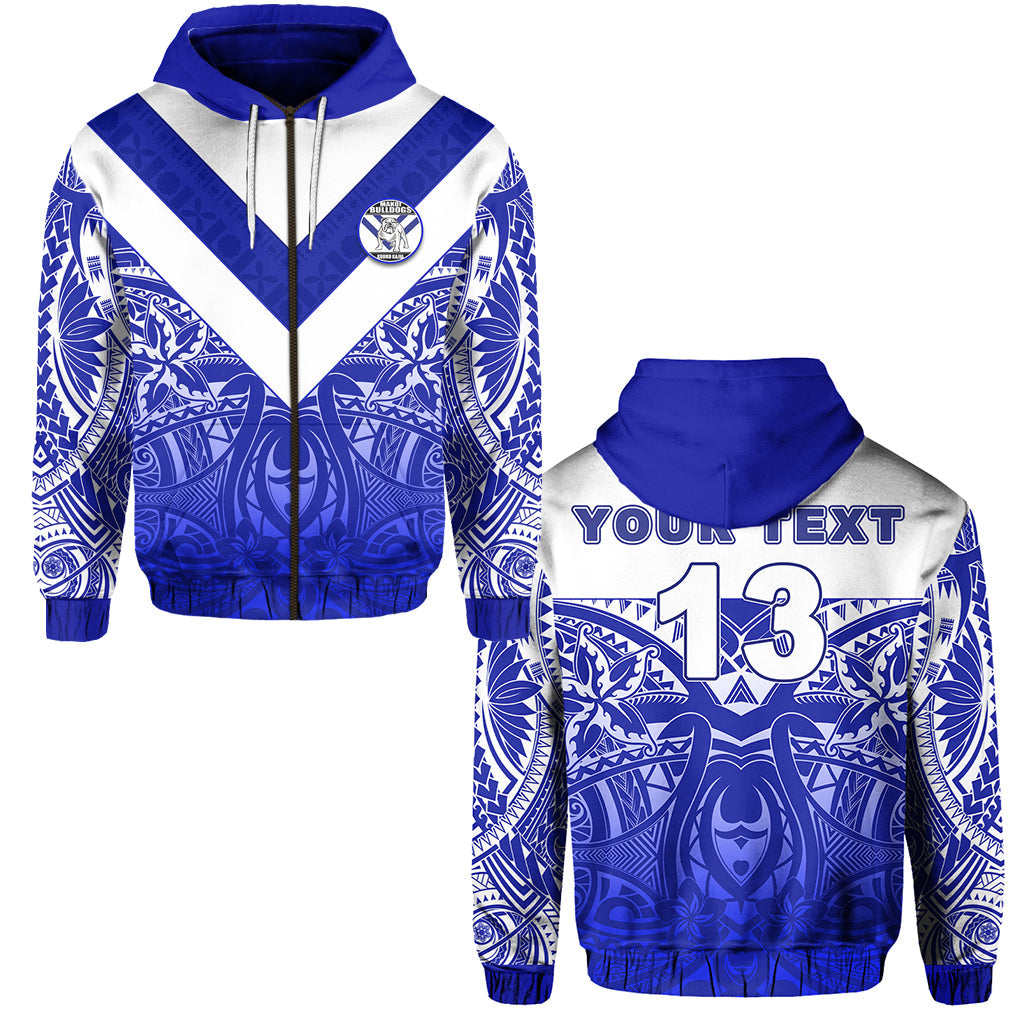( Personalised) Makoi Bulldogs Zip Hoodie Forever Fiji Rugby Version Fresh 02 Text and Number