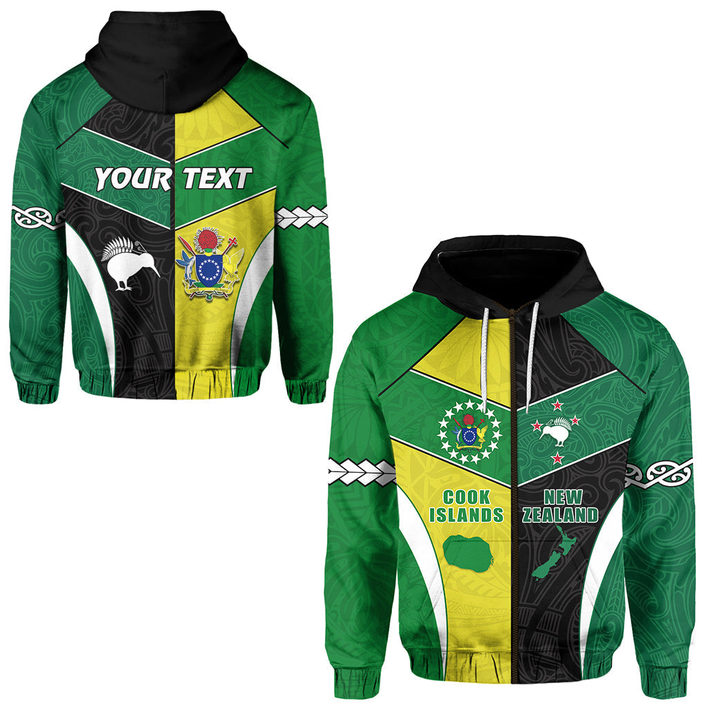 ( Personalised) Cook Islands and New Zealand Zip Hoodie Polynesian mix Maori