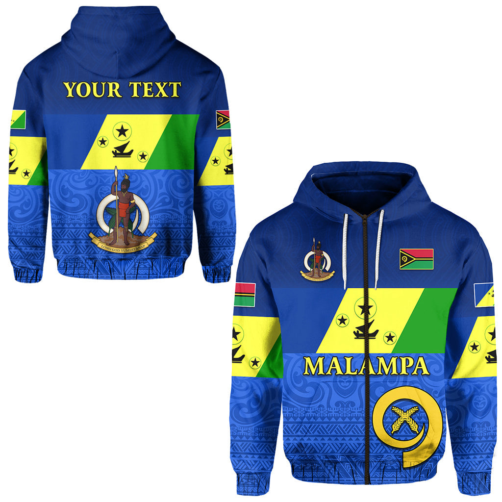 Custom Text Malampa Province Zip Hoodie Vanuatu Proud Hoodie