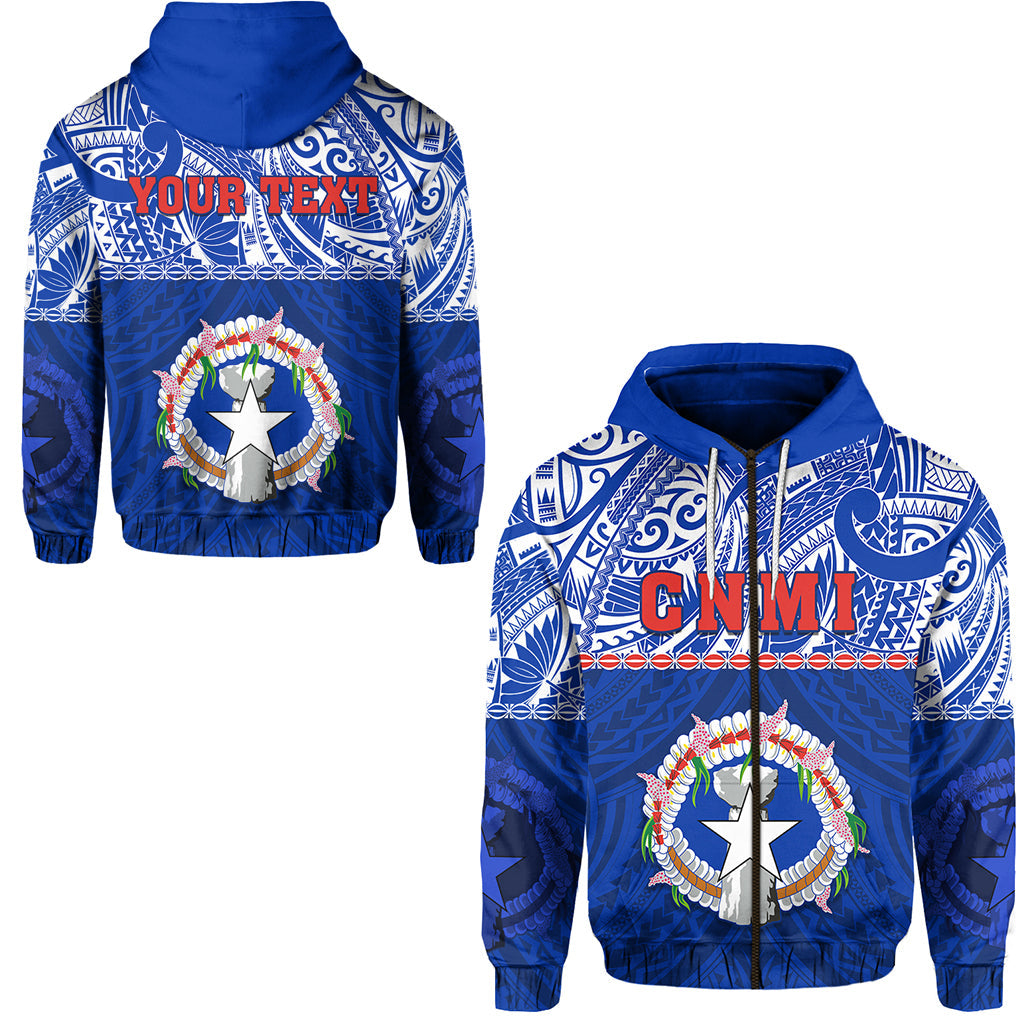 ( Personalised) Northern Mariana Islands Zip Hoodie Polynesian CNMI Coat of Arms