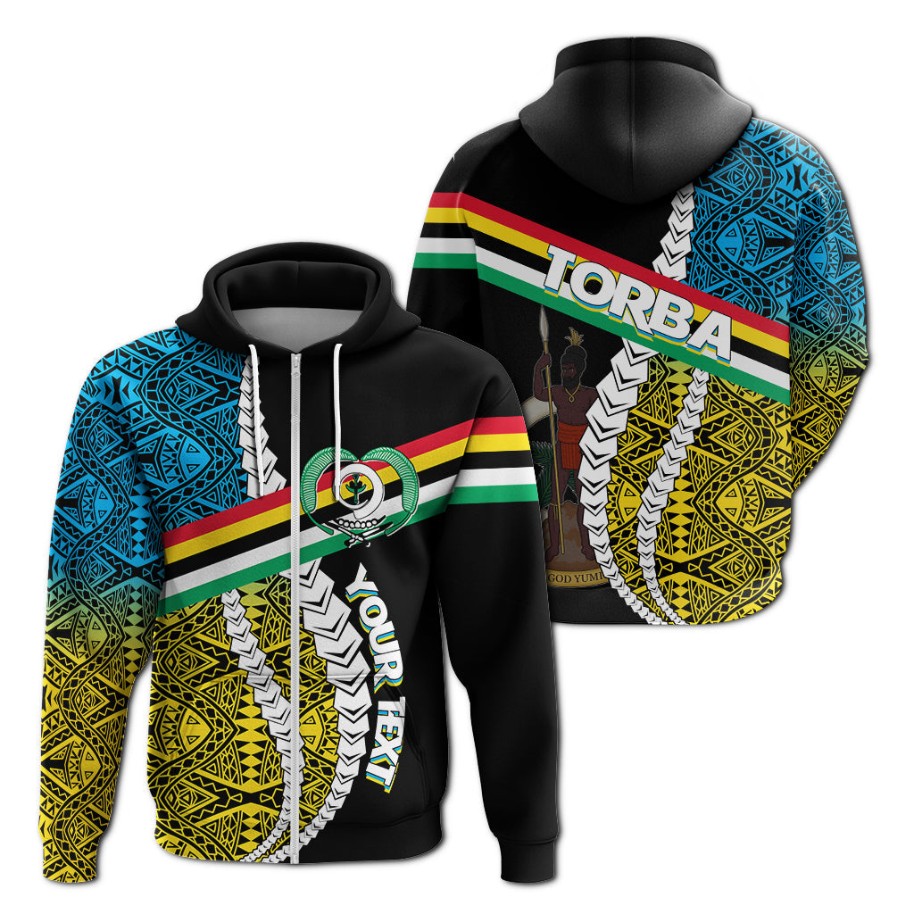( Personalised) Vanuatu Torba Province Zip Up Hoodie Torba Flag Polynesian Pattern