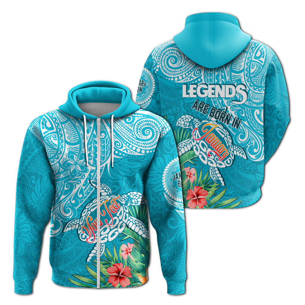 ( Personalised) Polynesian Birthday Zip Up Hoodie Legends Are Born In January
