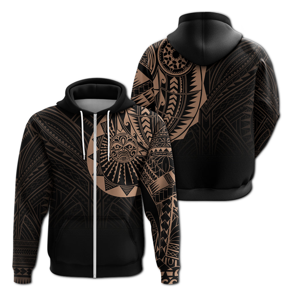 Polynesian Full Sleeve Tattoo Zip Up Hoodie Blush Color