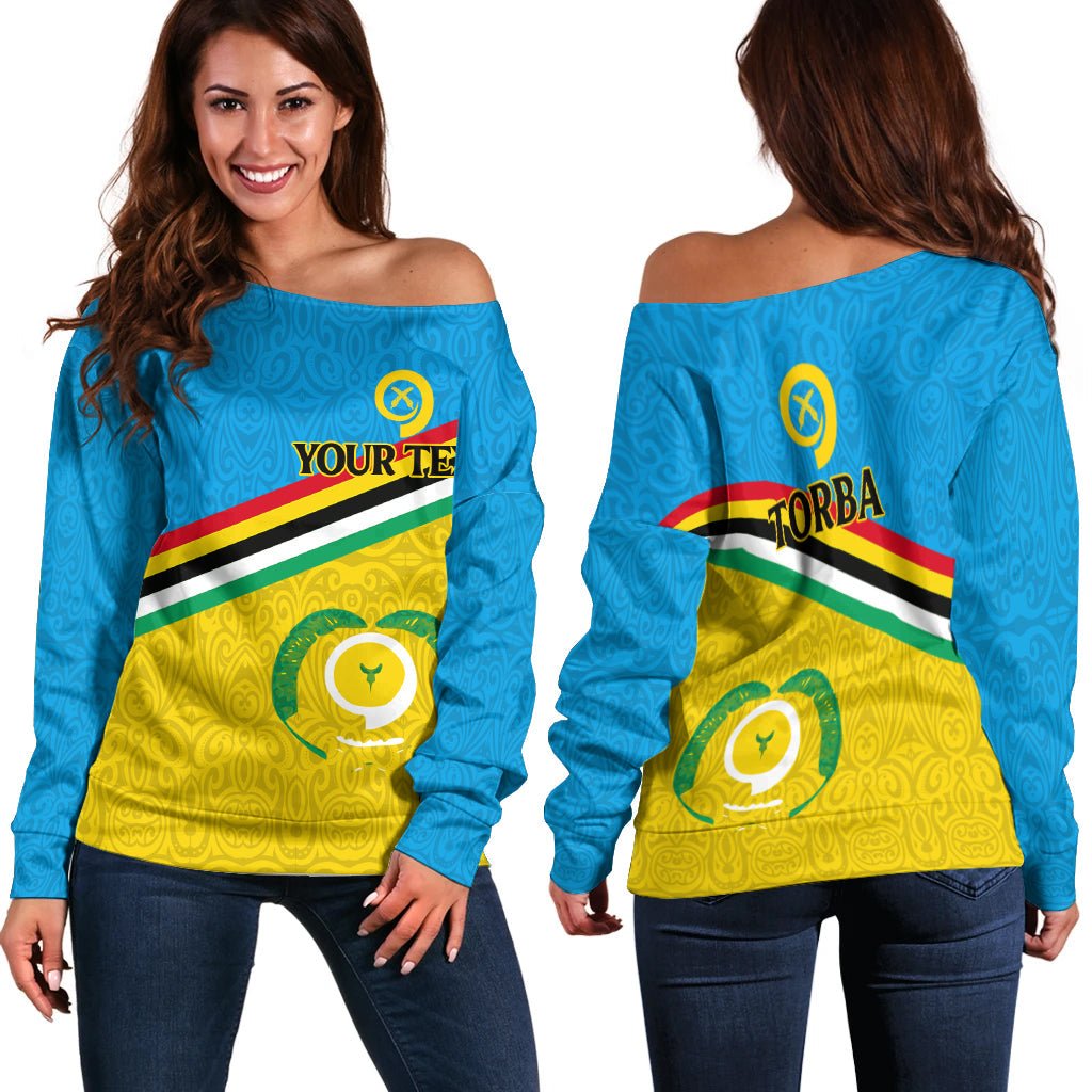 (Custom Personalised) Vanuatu Torba Province Women's Off Shoulder Sweaters Flag Style