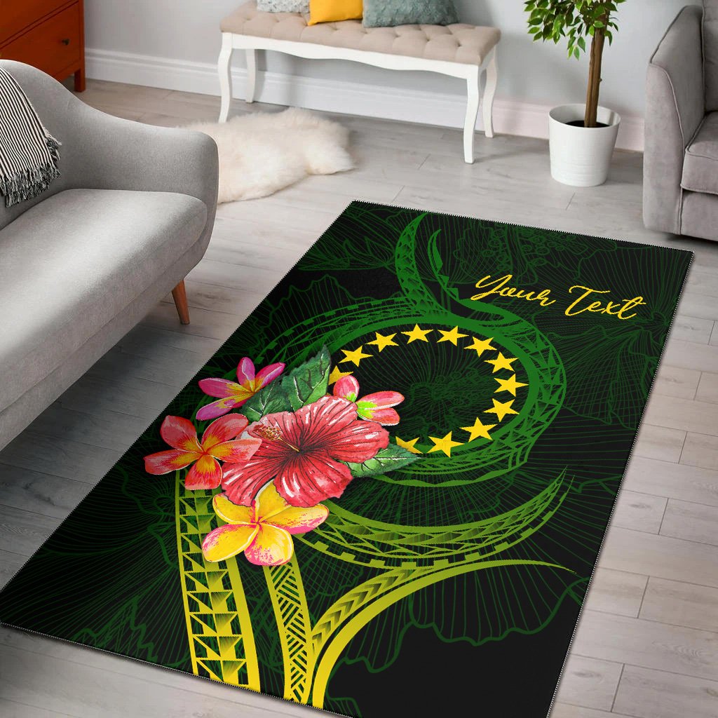 Cook Islands Polynesian Custom Personalised Area Rug Floral With Seal Flag Color