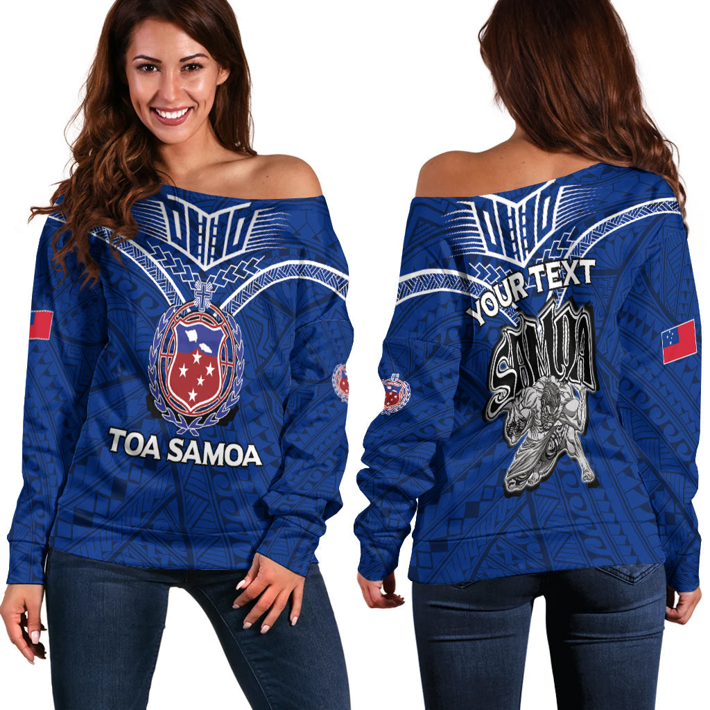 (Custom Personalised) Toa Samoa Rugby Women Off Shoulder Sweatshirt Samoan Warrior Pride