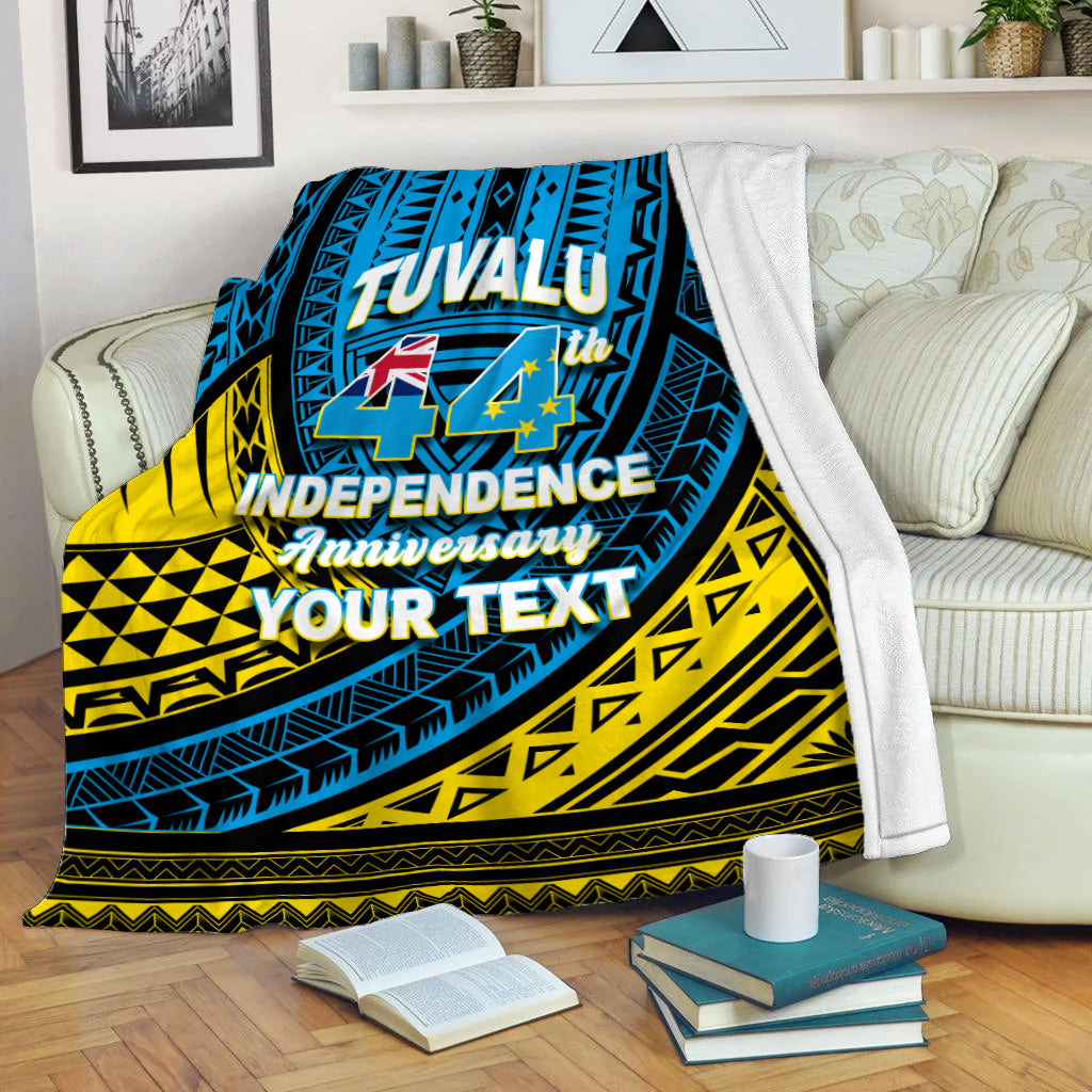 Custom Personalised Tuvalu Blanket 44th Independence Anniversary Tribal Pattern