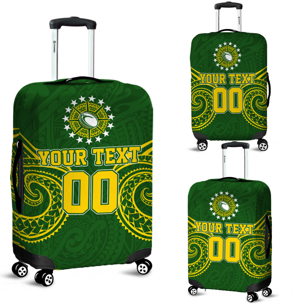 (Custom Personalised) Cook Islands Rugby Luggage Covers Tribal Pattern