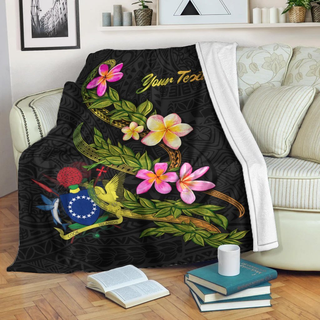 Cook Islands Polynesian Custom Personalised Blanket Plumeria Tribal