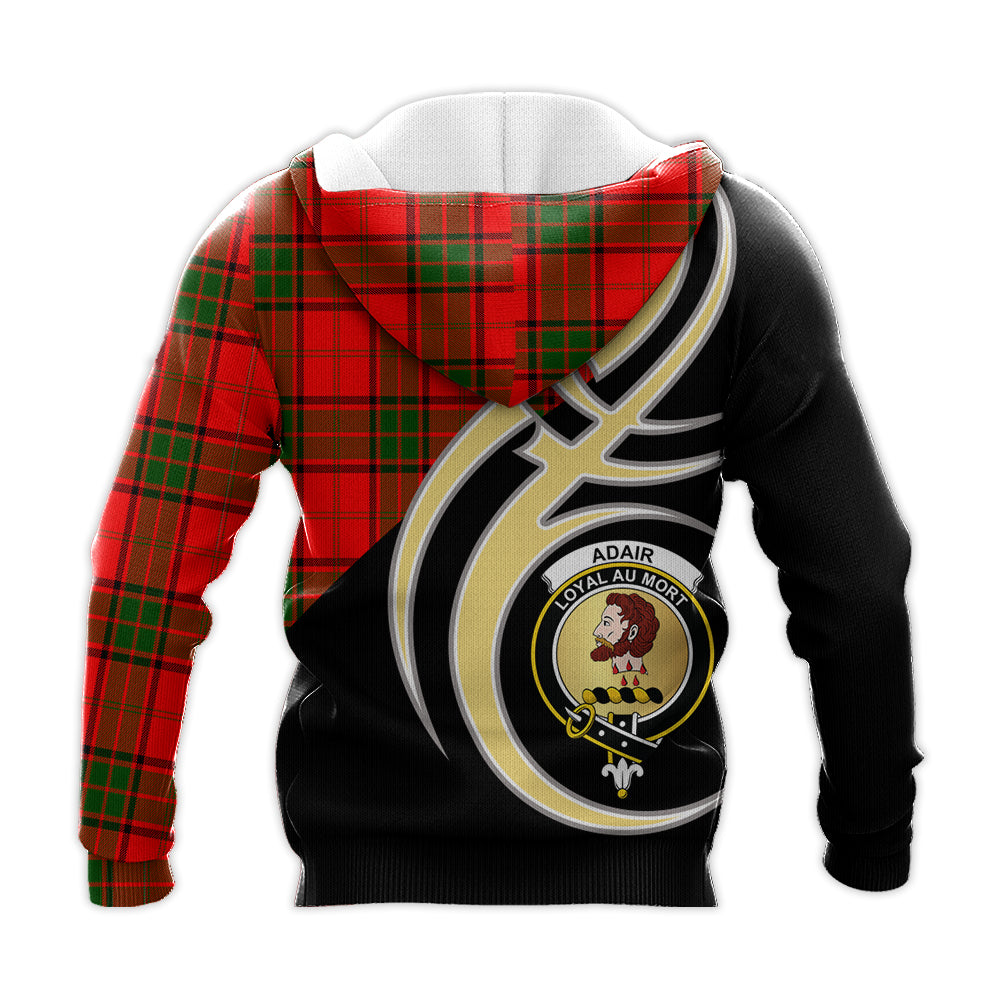 Printivon Adair Clan Believe In Me Crest Tartan Knitted Hoodie Custom Your Text
