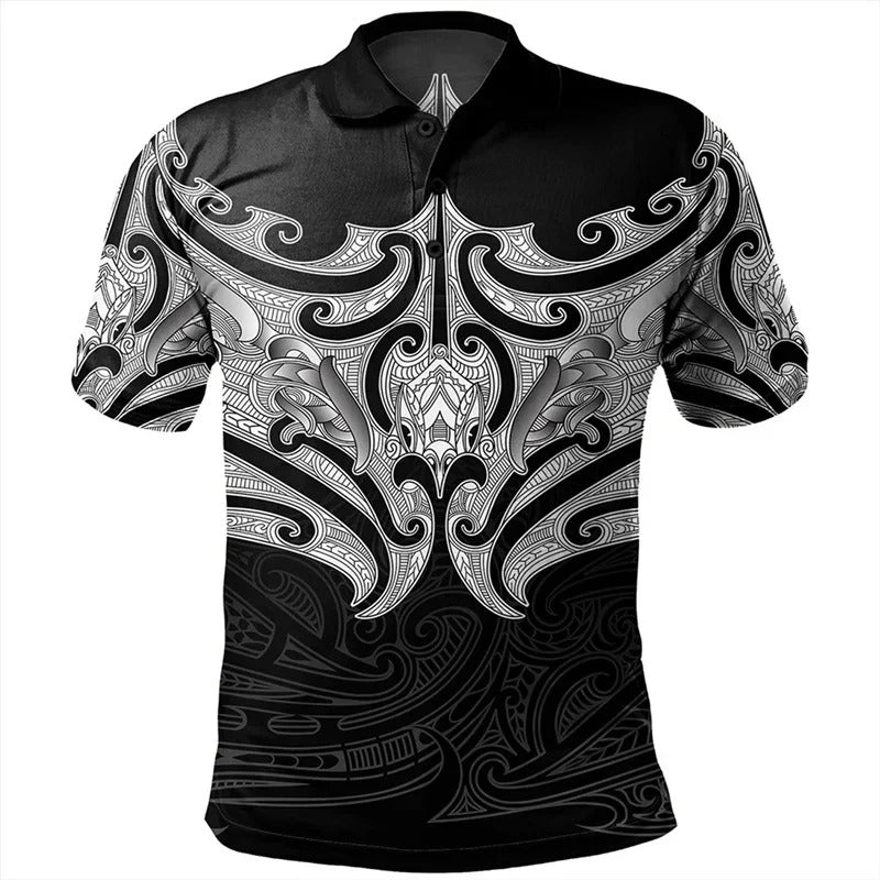 New Zealand Polo Shirt NZ Printed Black Shirt All Over Print