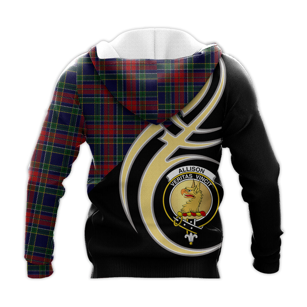Printivon Allison Red Clan Believe In Me Crest Tartan Knitted Hoodie Custom Your Text