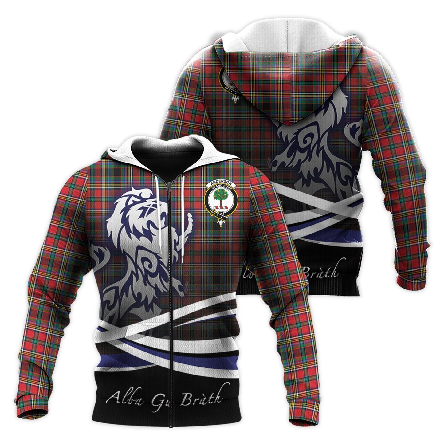 Printivon Anderson Of Arbrake Tartan Scottish Lion Hoodie