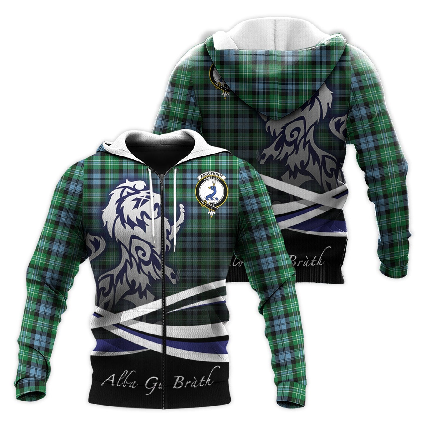 Printivon Arbuthnot Ancient Tartan Scottish Lion Hoodie