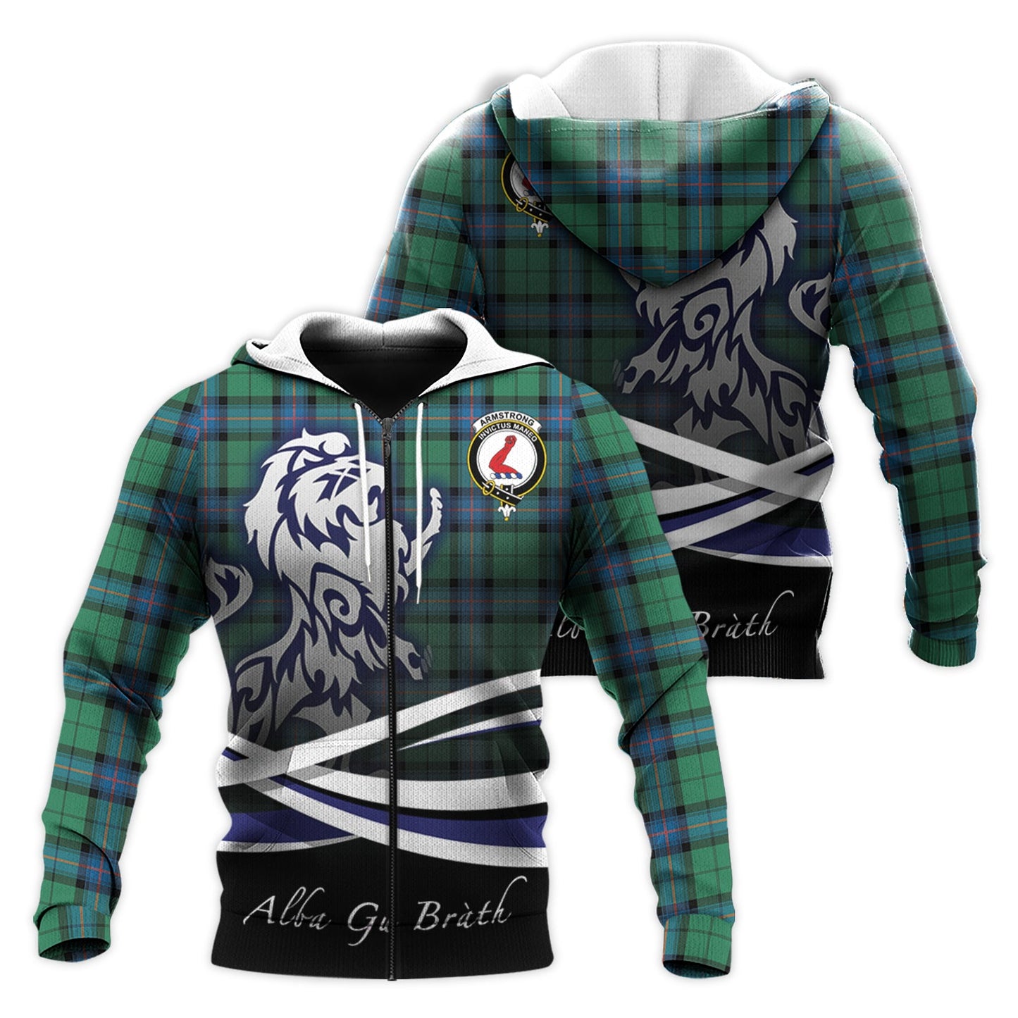 Printivon Armstrong Ancient Tartan Scottish Lion Hoodie