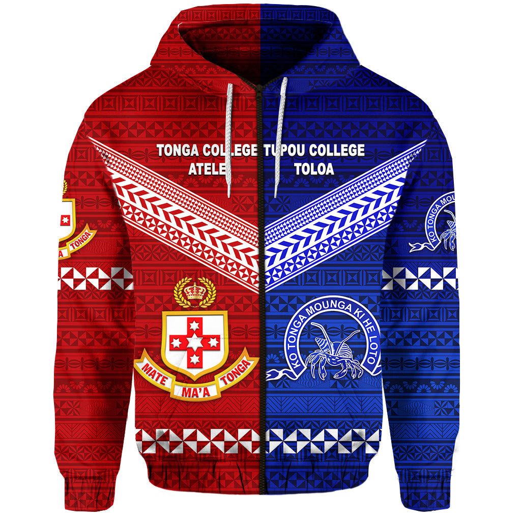( Personalised) Kolisi Tonga College Atele And Tupou College Toloa Zip Hoodie Together Original