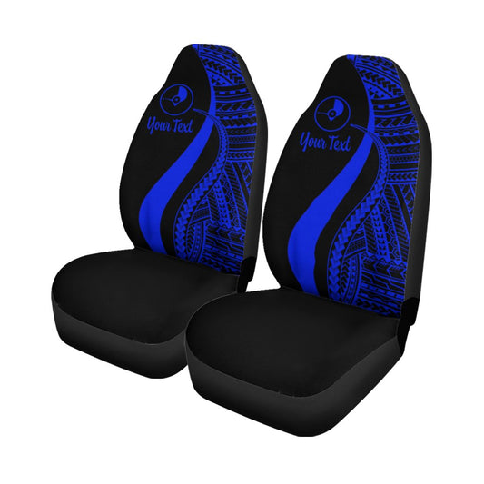 Yap Custom Personalised Car Seat Covers Blue Polynesian Tentacle Tribal Pattern