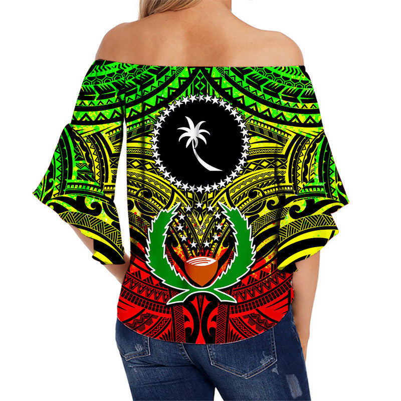 Micronesia Culture Day Off Shoulder Waist Wrap Top Chuuk And Pohnpei Reggae Style