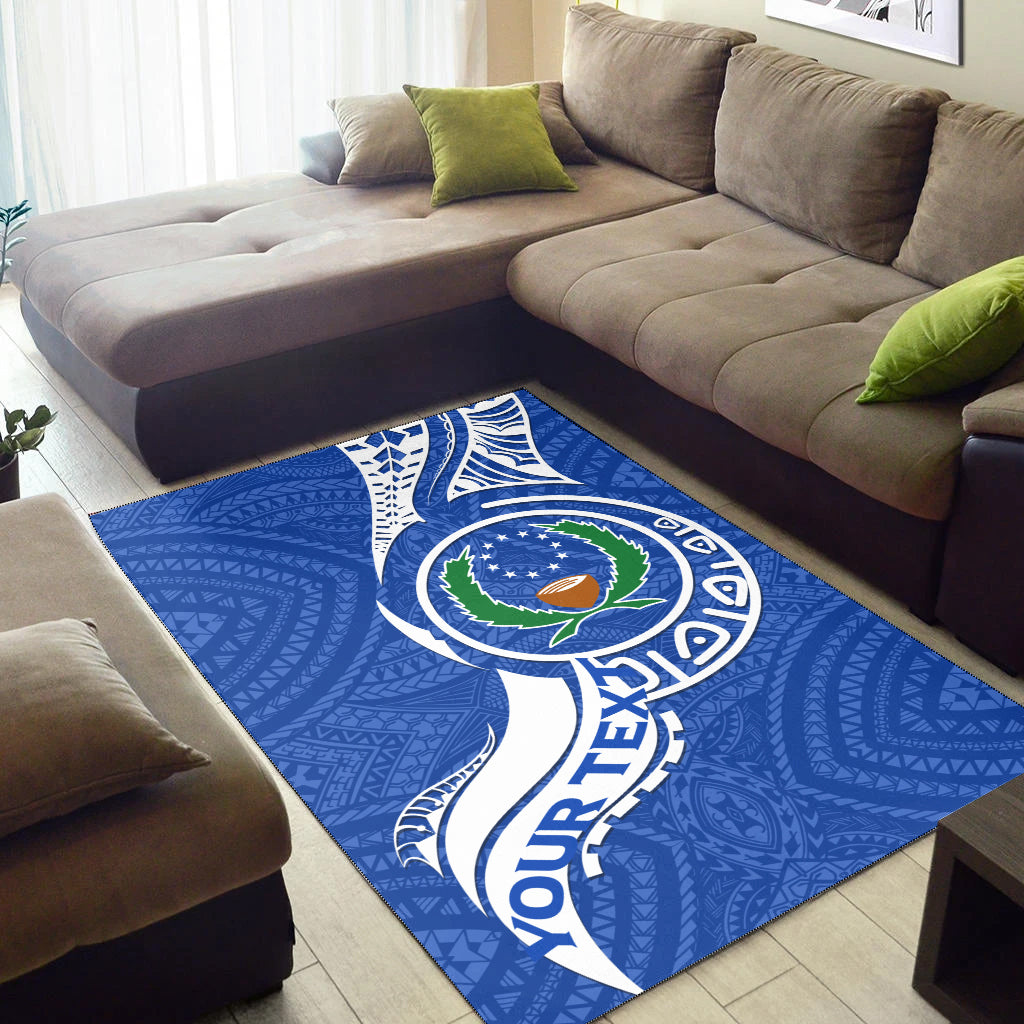 (Custom Personalised) Pohnpei Area Rug Micronesia Pride Blue