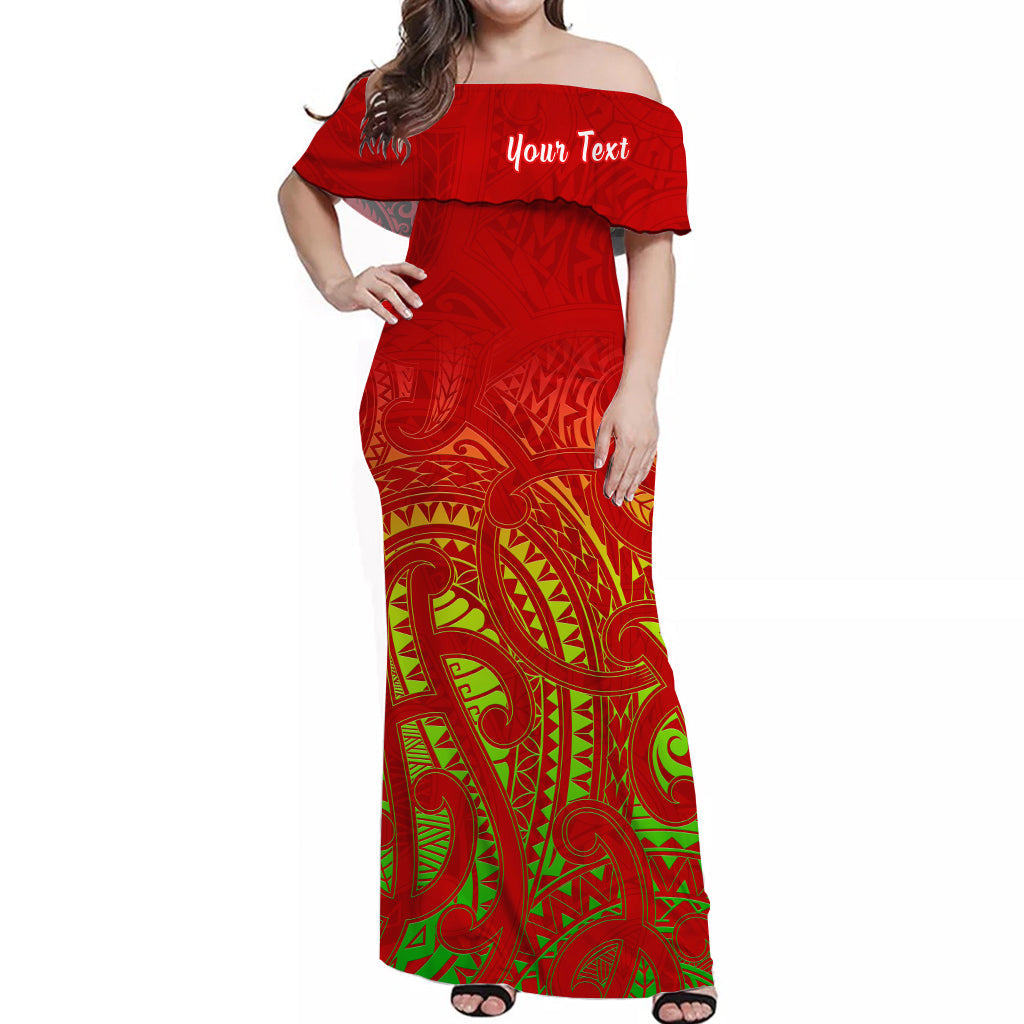 Custom Personalised New Zealand Off Shoulder Long Dress NZ Maori Special Ver.01
