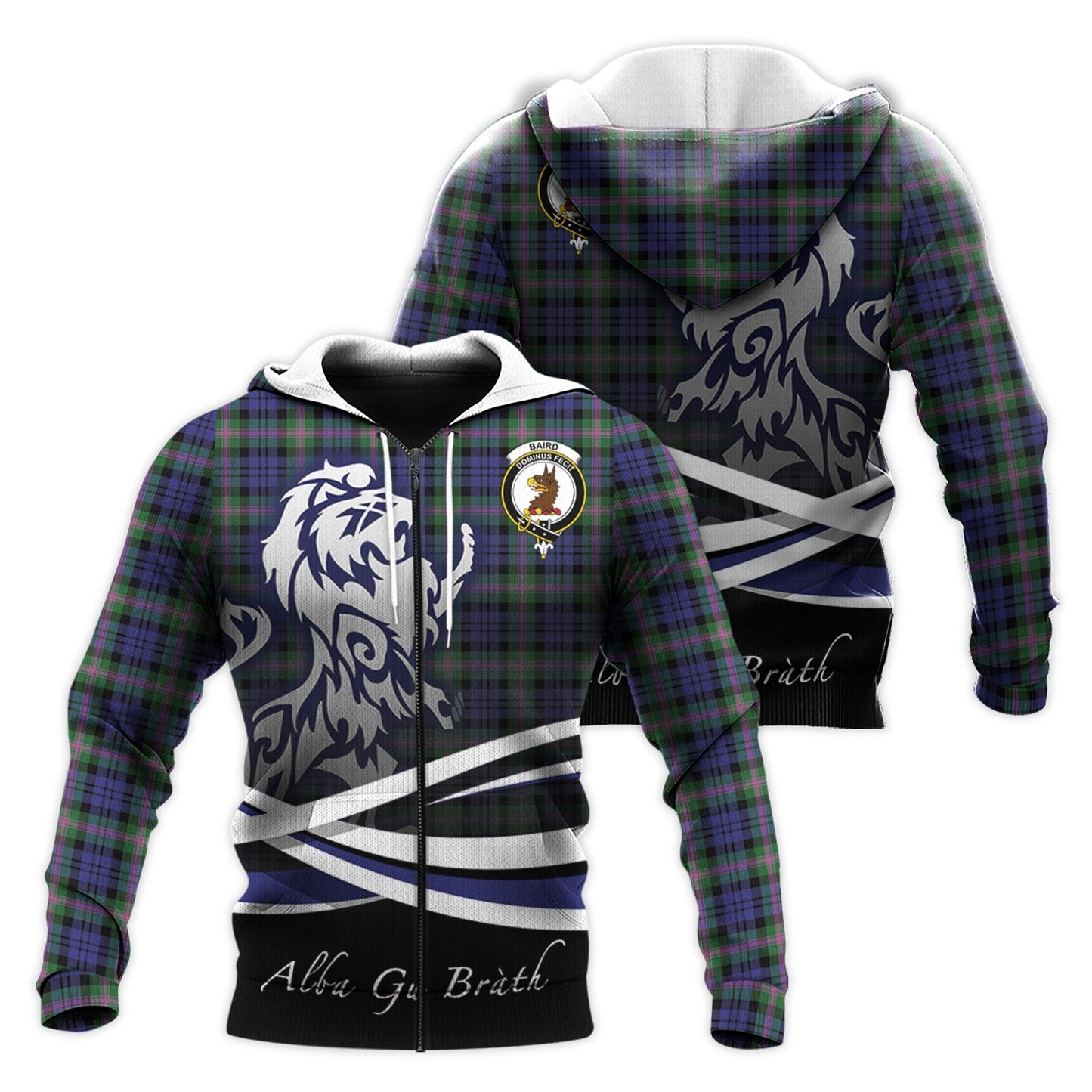 Printivon Baird Modern Tartan Scottish Lion Hoodie