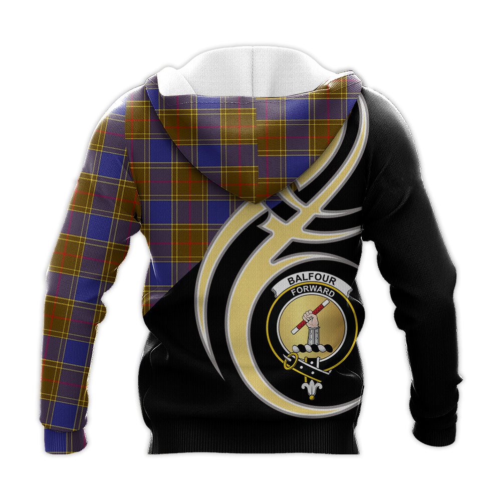 Printivon Balfour Modern Clan Believe In Me Crest Tartan Knitted Hoodie Custom Your Text