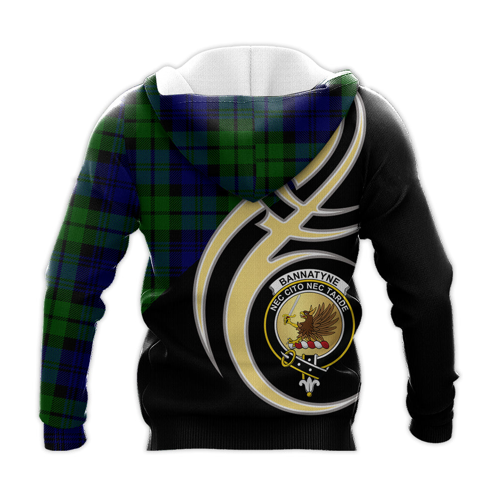 Printivon Bannatyne Clan Believe In Me Crest Tartan Knitted Hoodie Custom Your Text