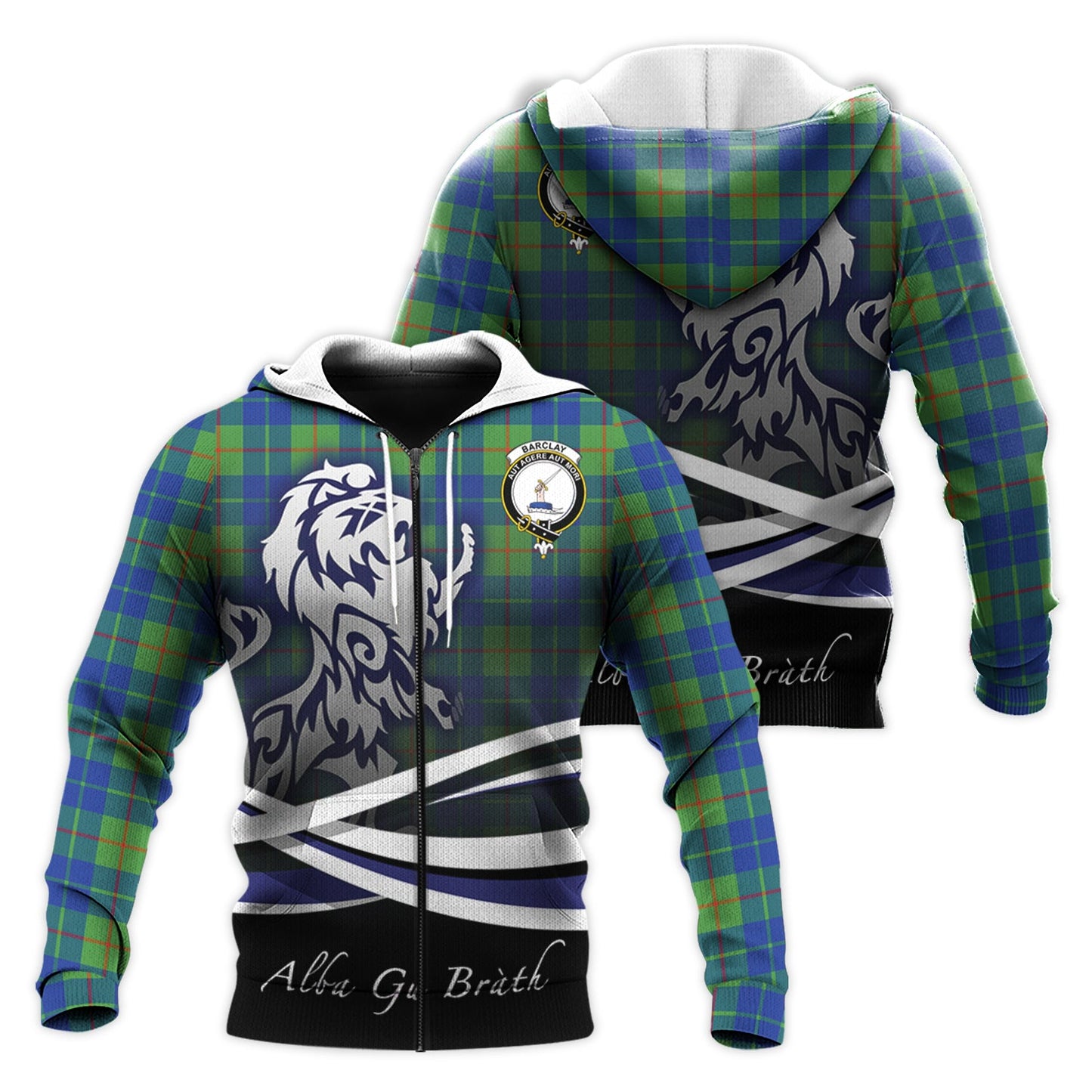 Printivon Barclay Hunting Ancient Tartan Scottish Lion Hoodie